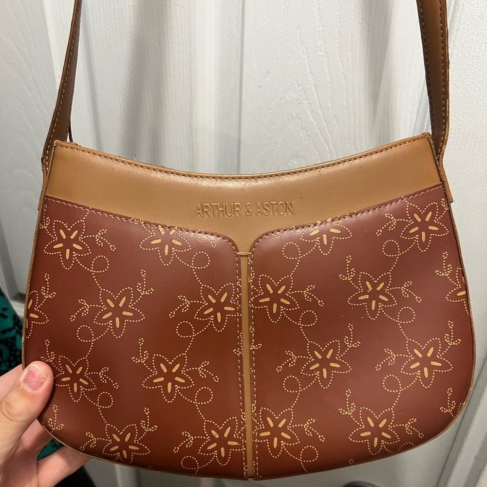 Arthur & Aston Tan Floral Shoulder Bag